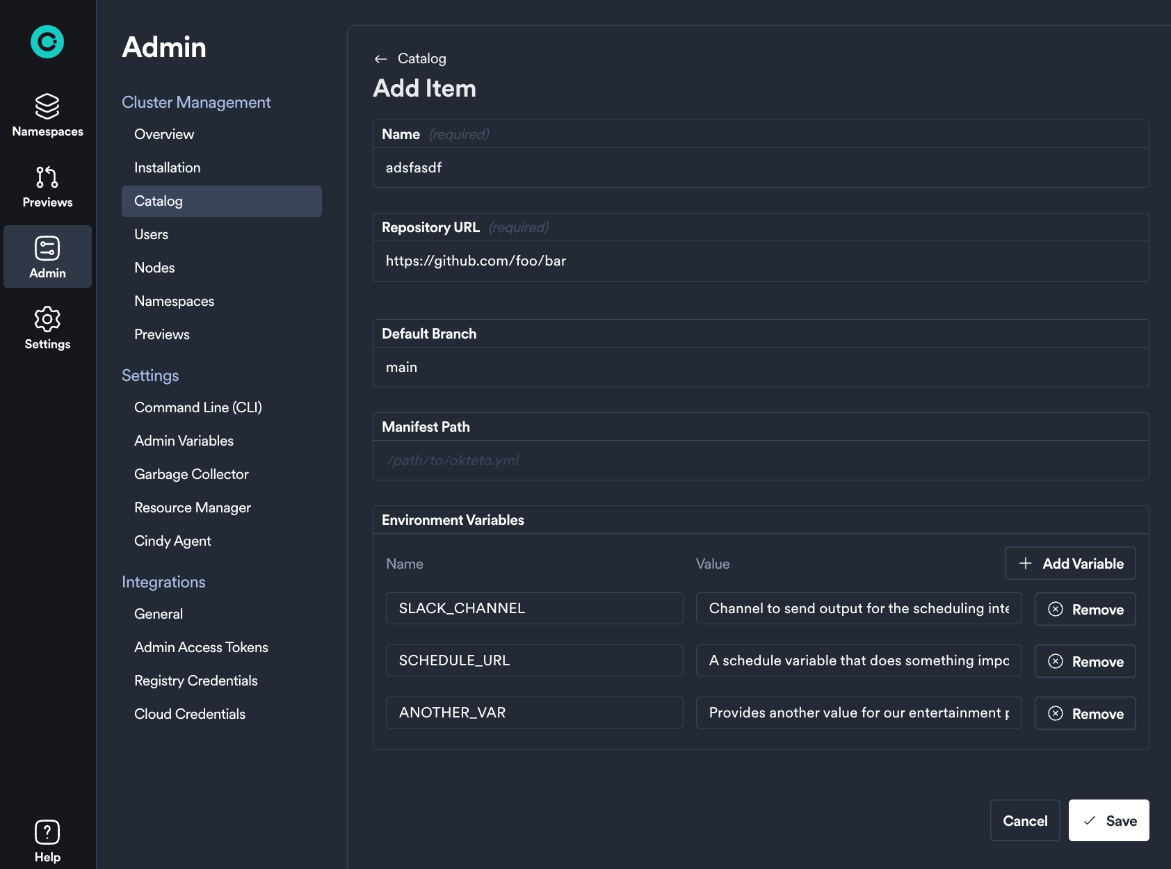 Add a repository to the Catalog