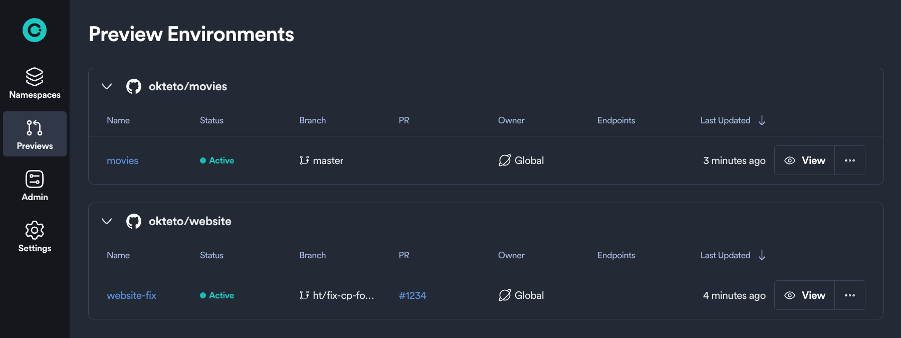 Preview Environments
